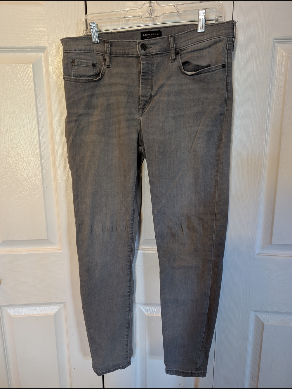 Banana Republic Womens 31 12 Gray Skinny Jeans Distressed Stretch Denim Mid Rise